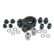 BOOST Products Billet Oil Filter Sandwich Plate Adapter  w/ Thermostat, black anodized