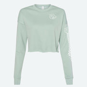 VP Racing Checkered Cropped Dusty Blue Sweater