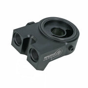 BOOST Products Billet Oil Filter Sandwich Plate Adapter  w/ Thermostat, black anodized