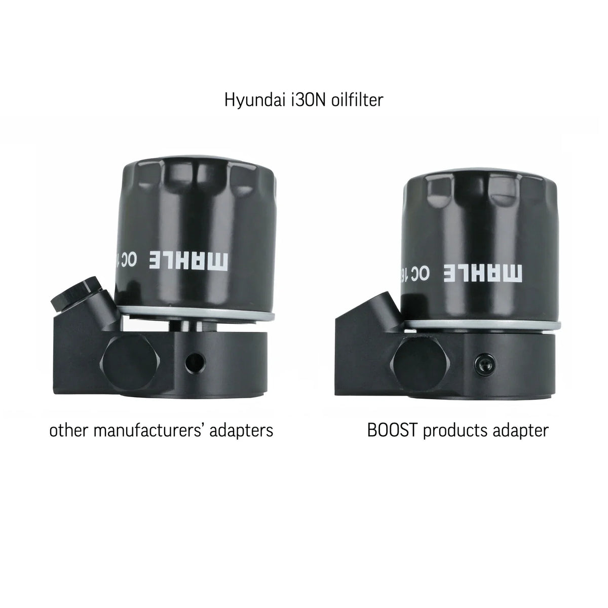 BOOST Products Billet Oil Filter Sandwich Plate Adapter  w/ Thermostat, black anodized