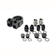 BOOST Products Billet Oil Filter Sandwich Plate Adapter  w/ Thermostat, black anodized
